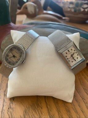 Timex Silver Tone Mesh and Linked Bracelet Watches Duo